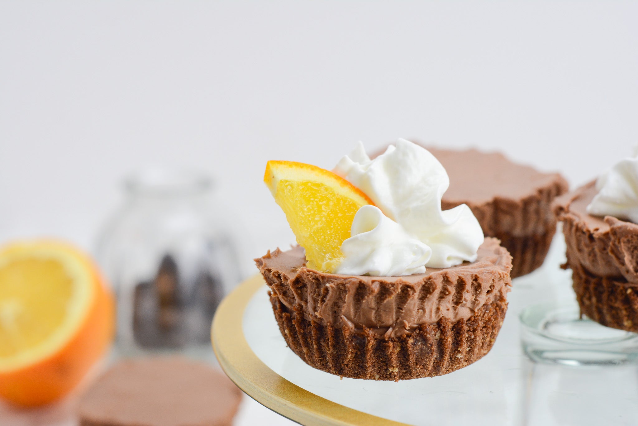 Chocolate and Orange No Bake Cheesecakes