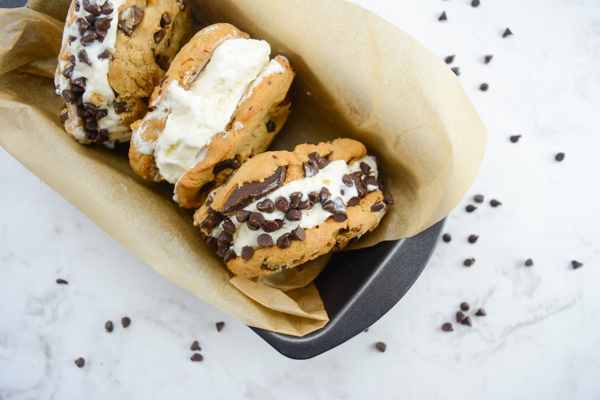 No Churn Ice Cream Cookie Sandwiches