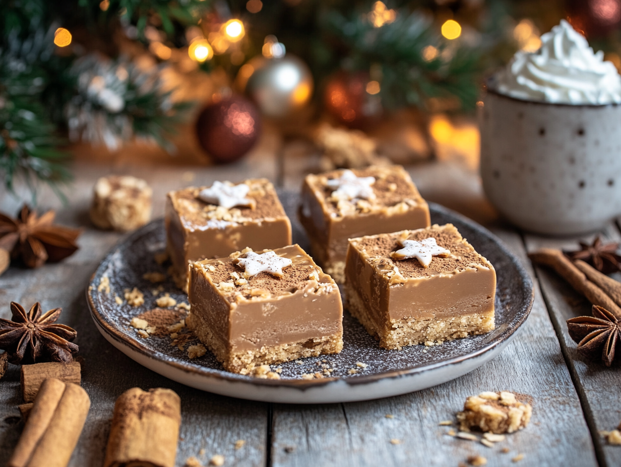 Easy Gingerbread Fudge Squares Recipe No Bake Festive Treat Under 6 Pounds